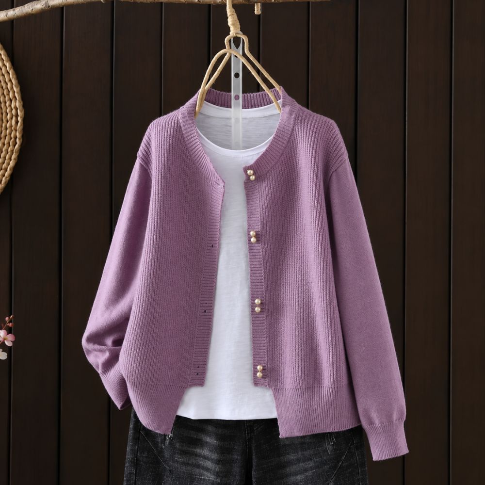 Women’s Pearl-Button Knit Cardigan | Elegant Autumn & Winter Layer