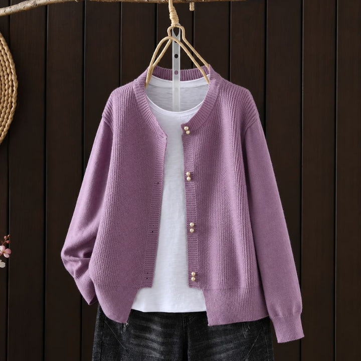 Women’s Pearl-Button Knit Cardigan | Elegant Autumn & Winter Layer