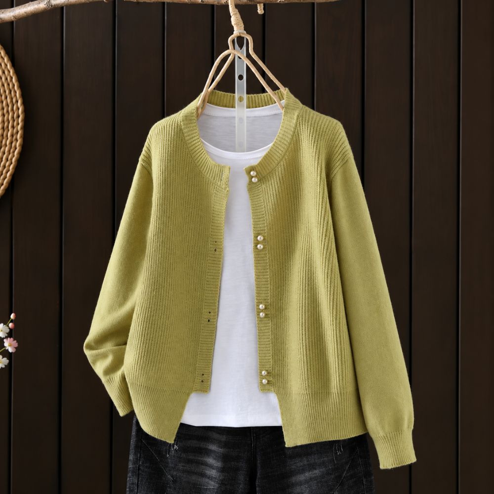 Women’s Pearl-Button Knit Cardigan | Elegant Autumn & Winter Layer