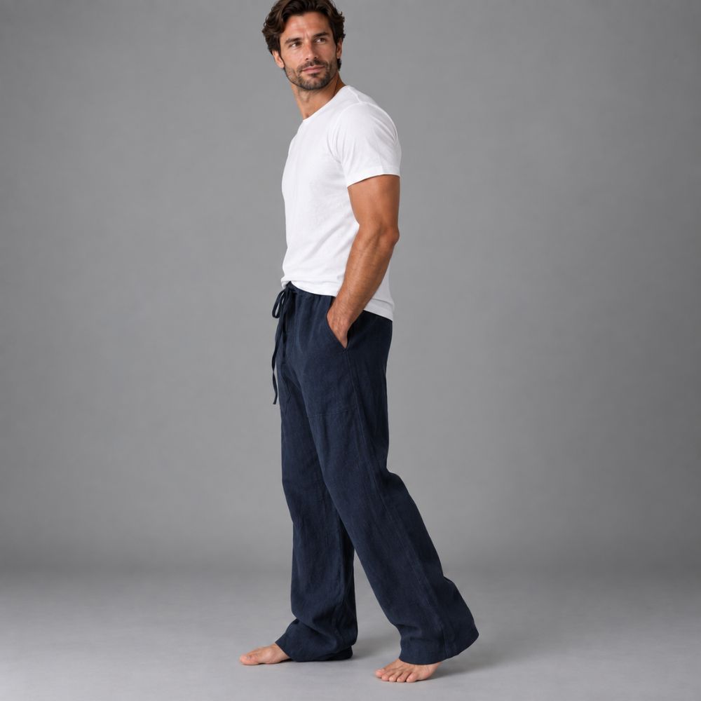 Men’s Linen Trousers | Straight Fit Casual Autumn Wear