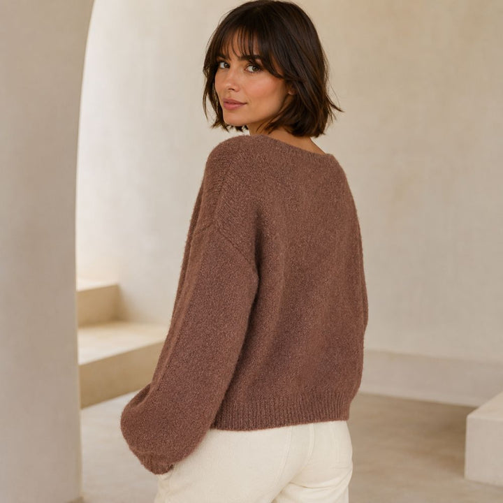 Women’s Bow Knitted Sweater | Romantic Lantern Sleeve Autumn & Winter Wear