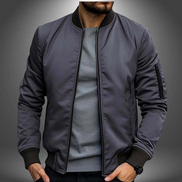 Men's Classic Bomber Jacket with Ribbed Collar | Casual Jacket for Autumn and Winter