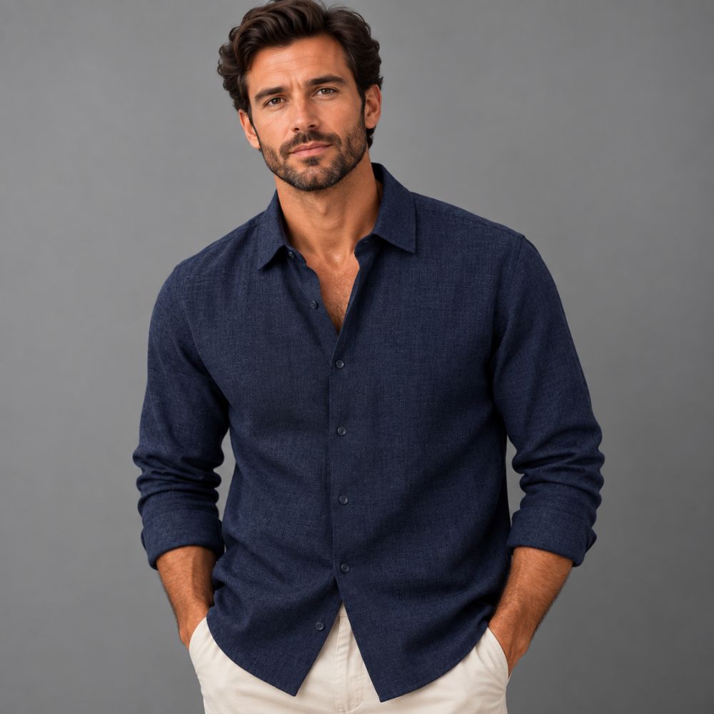 Men’s Cotton-Linen Shirt | Straight Fit Autumn Wear