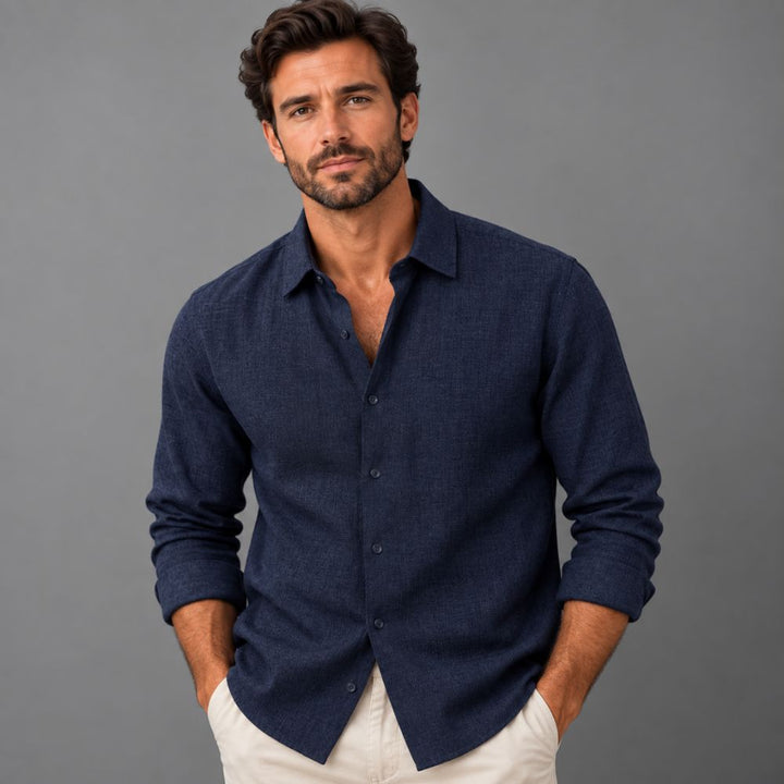 Men’s Cotton-Linen Shirt | Straight Fit Autumn Wear