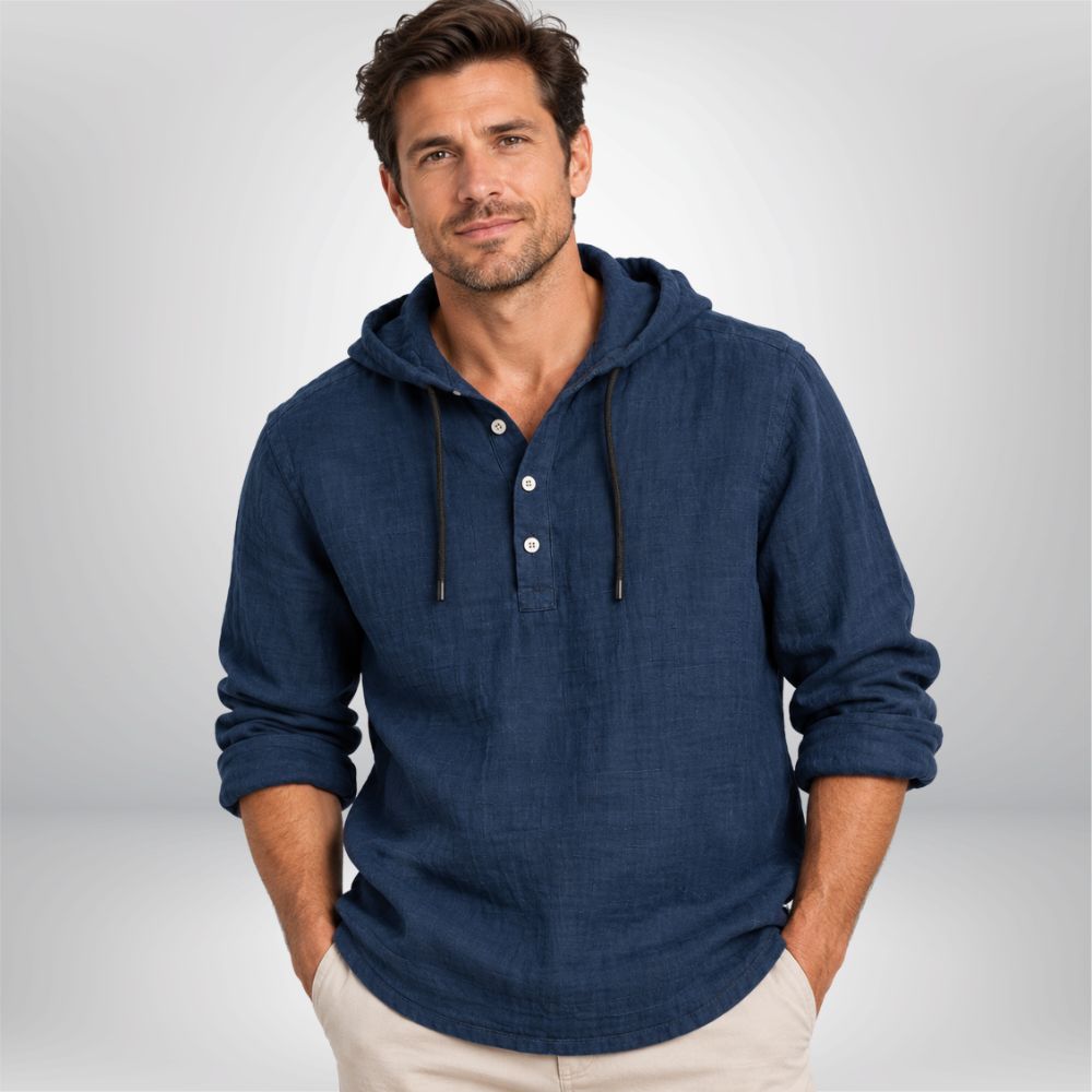Men’s Linen Pullover Hoodie | Smart-Casual Autumn Everyday Wear