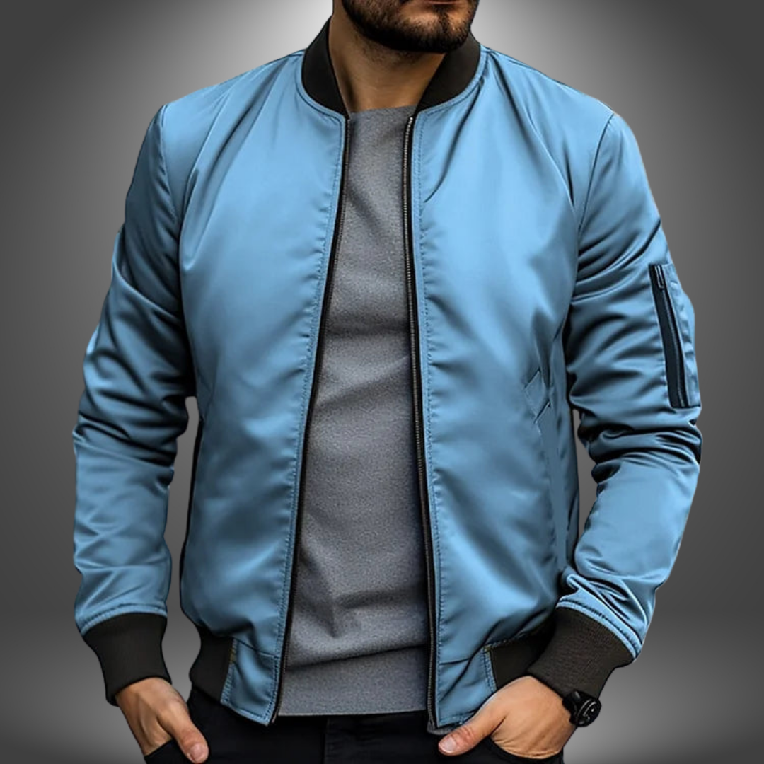 Men's Classic Bomber Jacket with Ribbed Collar | Casual Jacket for Autumn and Winter