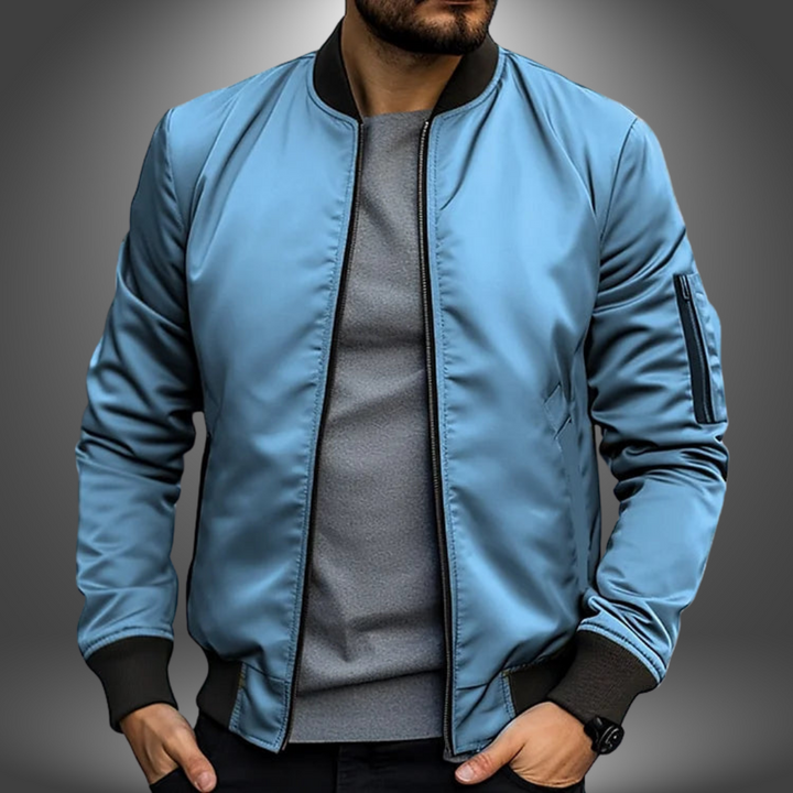 Men's Classic Bomber Jacket with Ribbed Collar | Casual Jacket for Autumn and Winter