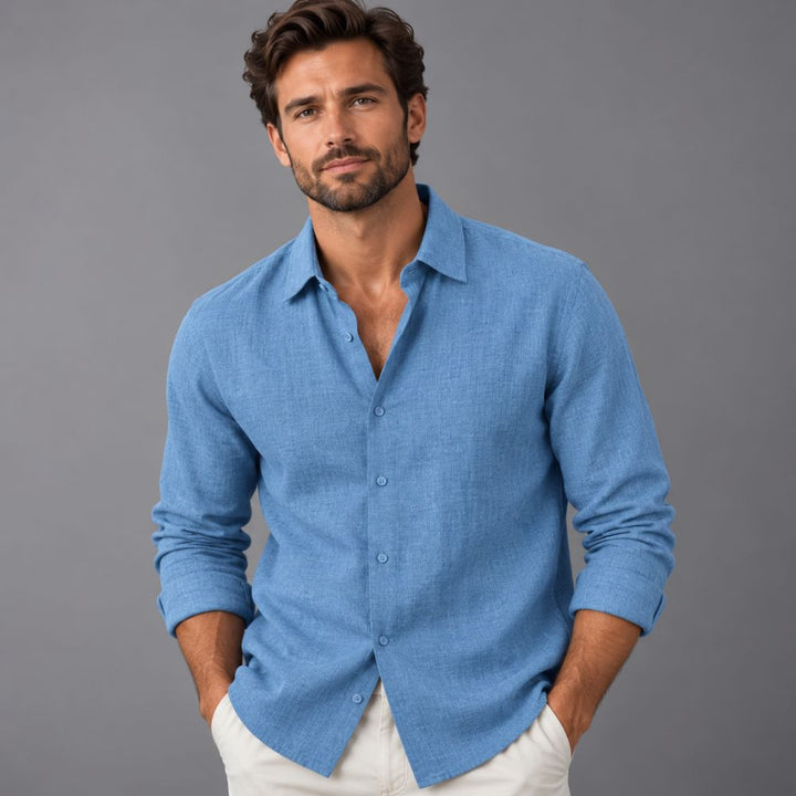 Men’s Cotton-Linen Shirt | Straight Fit Autumn Wear
