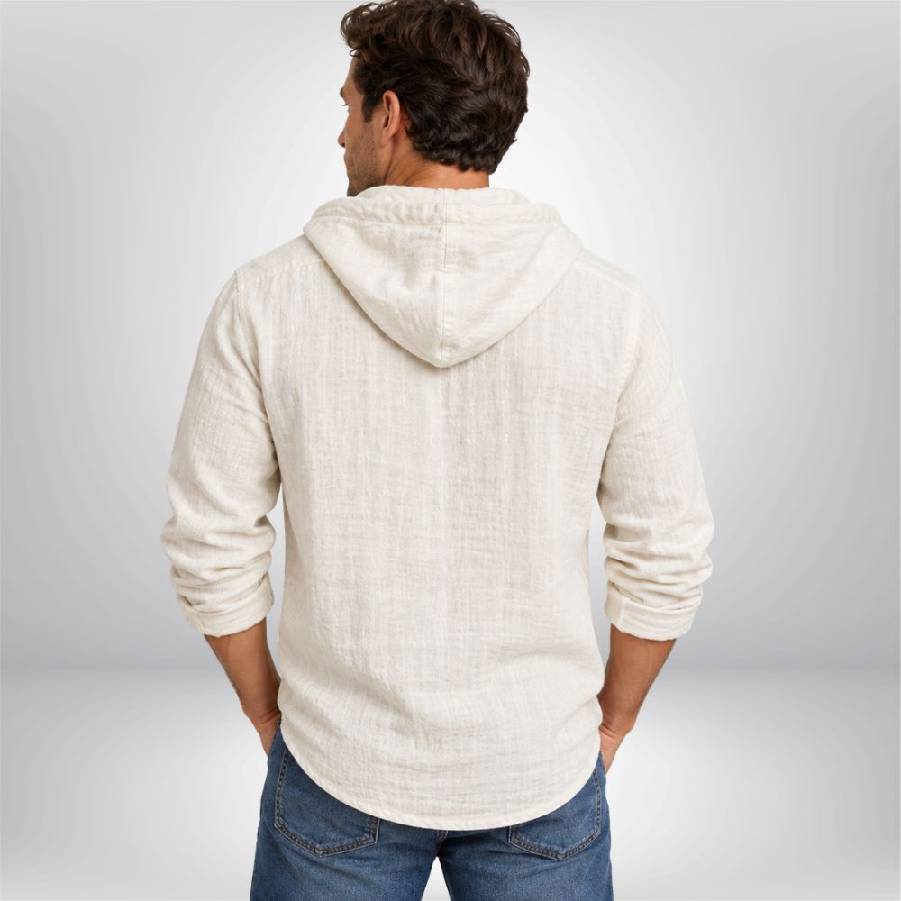 Men’s Linen Pullover Hoodie | Smart-Casual Autumn Everyday Wear