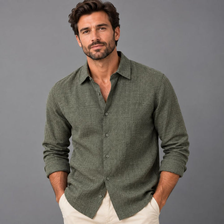 Men’s Cotton-Linen Shirt | Straight Fit Autumn Wear