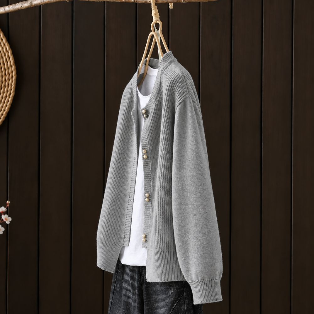Women’s Pearl-Button Knit Cardigan | Elegant Autumn & Winter Layer