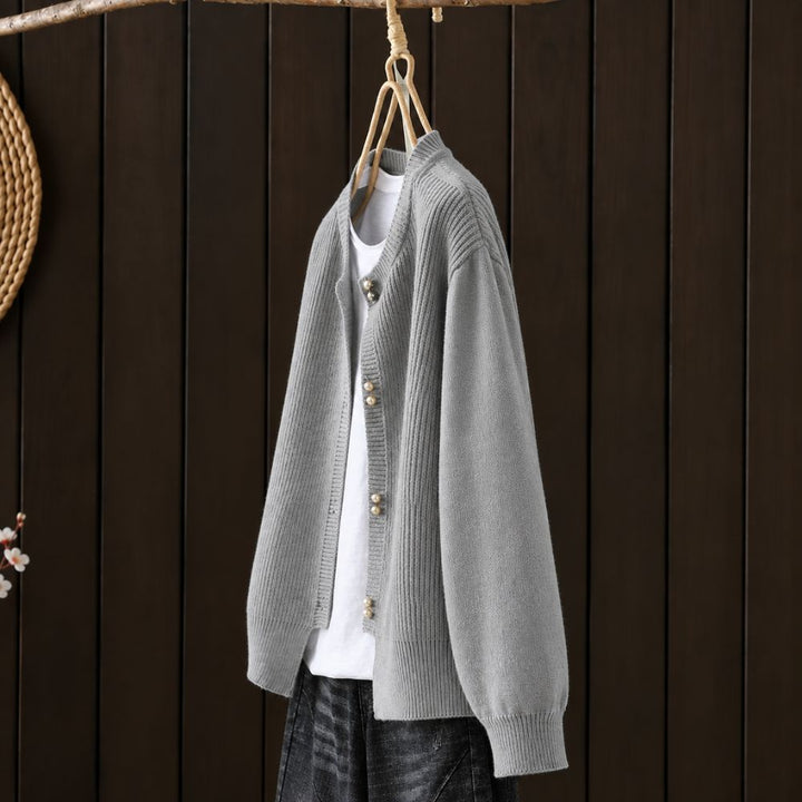 Women’s Pearl-Button Knit Cardigan | Elegant Autumn & Winter Layer