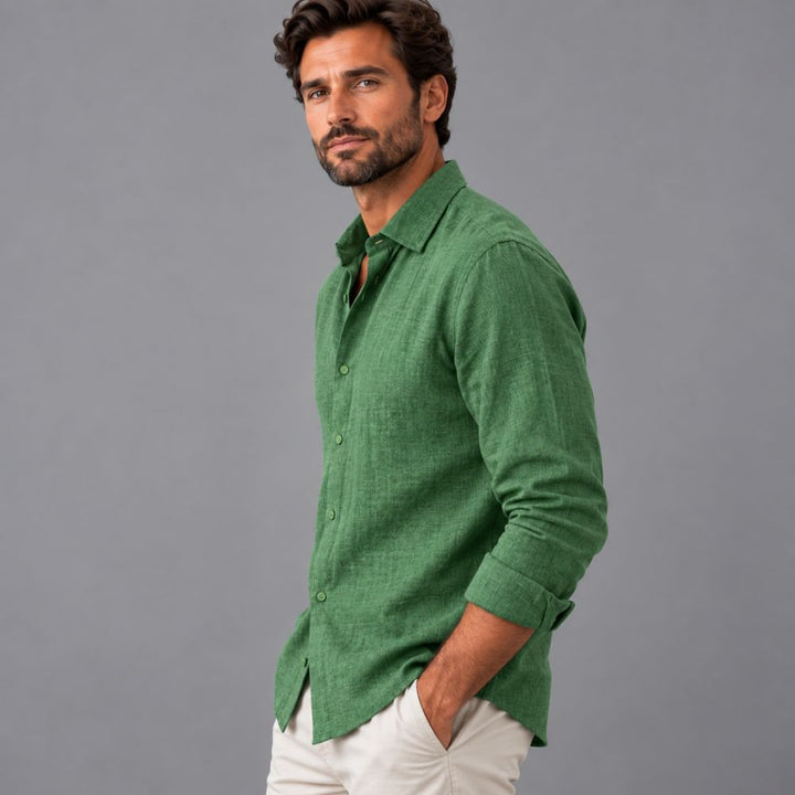 Men’s Cotton-Linen Shirt | Straight Fit Autumn Wear