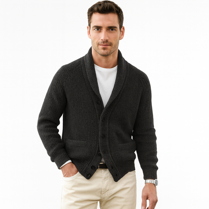 Men's Shawl Collar Button Cardigan | Chunky Knit Layer for Autumn and Winter