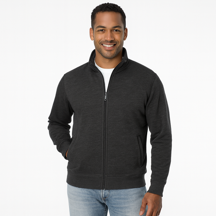 Men's Full Zip Knitted Jacket with Stand Collar | Warm Layer for Autumn and Winter