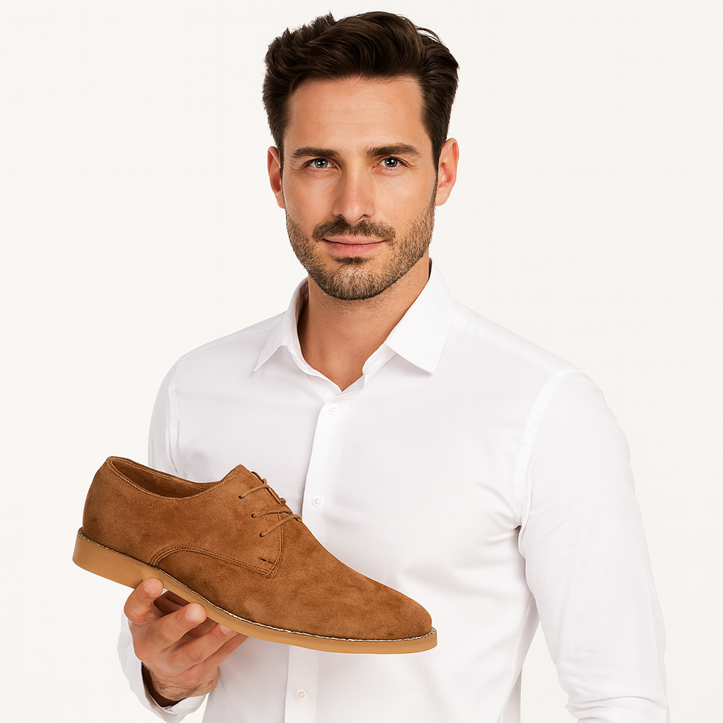 Men's Brushed Lace Up Shoes with Cushioned Insole | Smart Shoes for Office and Evenings