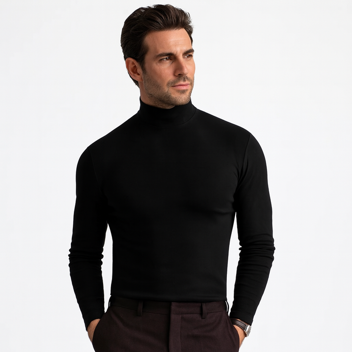 Men's Slim Fit Roll Neck Jumper | Fine Knit Base Layer for Autumn and Winter