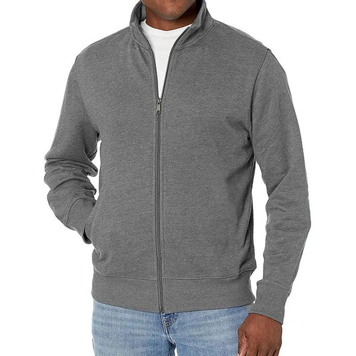 Men's Full Zip Knitted Jacket with Stand Collar | Warm Layer for Autumn and Winter