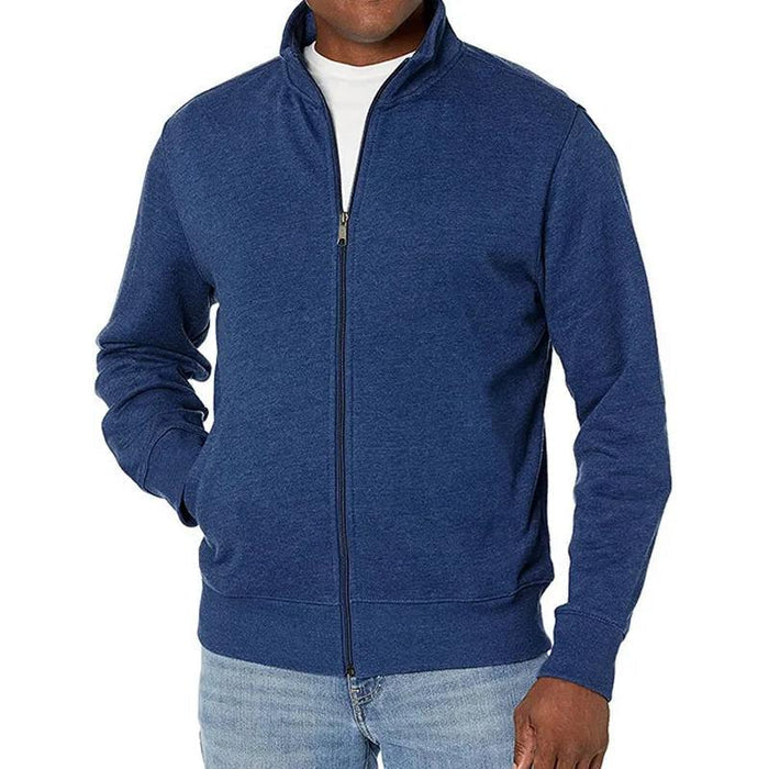 Men's Full Zip Knitted Jacket with Stand Collar | Warm Layer for Autumn and Winter