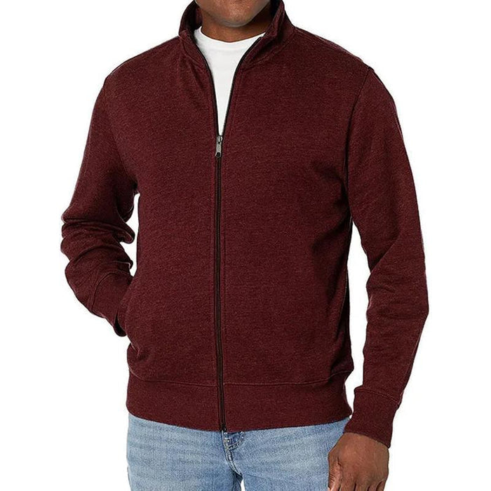 Men's Full Zip Knitted Jacket with Stand Collar | Warm Layer for Autumn and Winter