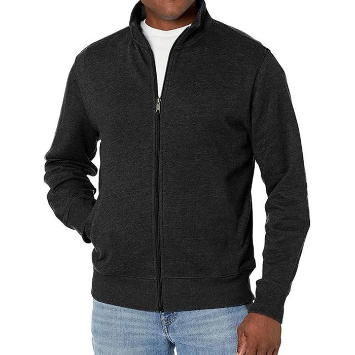 Men's Full Zip Knitted Jacket with Stand Collar | Warm Layer for Autumn and Winter