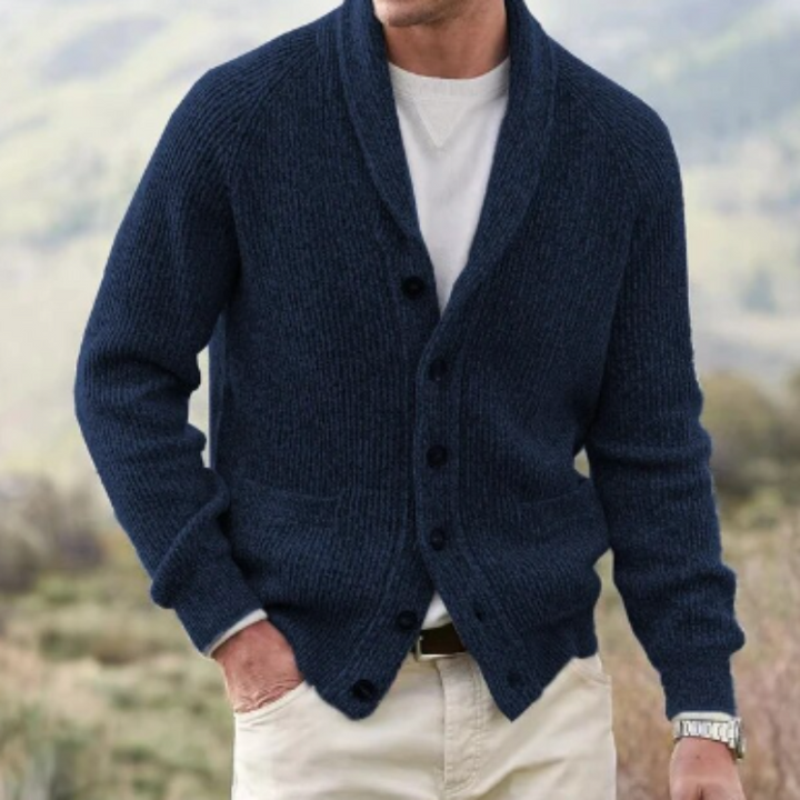 Men's Shawl Collar Button Cardigan | Chunky Knit Layer for Autumn and Winter