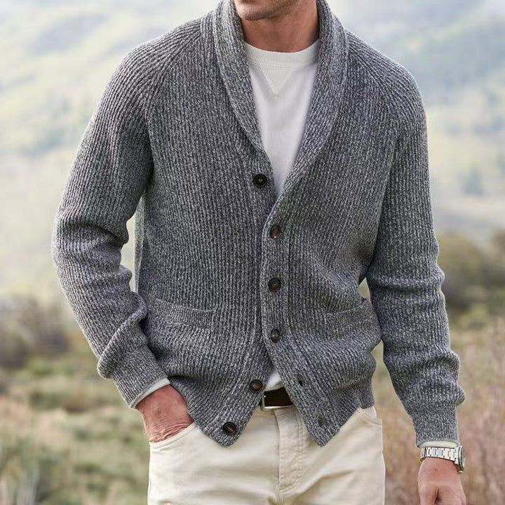 Men's Shawl Collar Button Cardigan | Chunky Knit Layer for Autumn and Winter