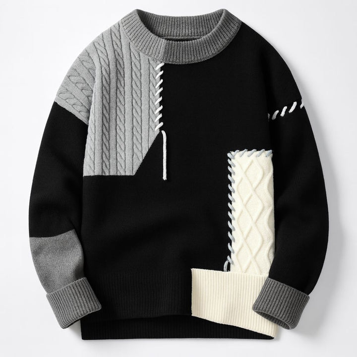 Men’s Patch Sweater | Artistic & Casual Autumn Wear