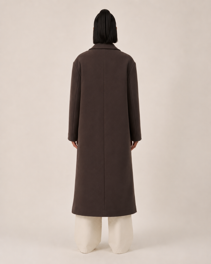 Women's Brown Oversized Coat with Lapel Collar | Elegant Winter Outerwear