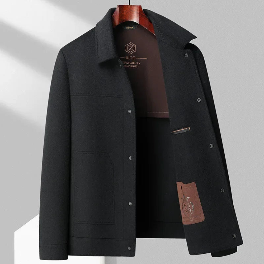 Men's Brushed Collar Overcoat with Button Front | Smart Winter Coat
