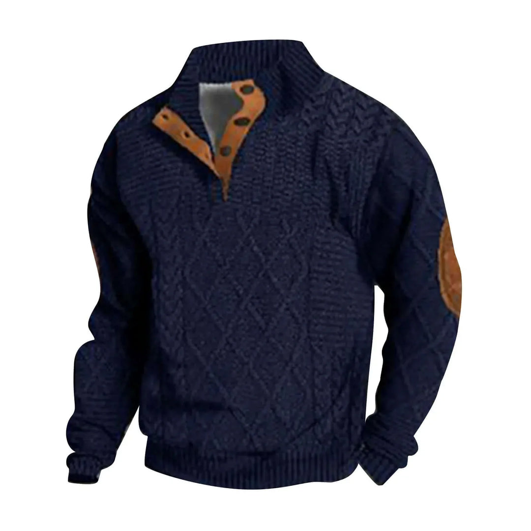 Men's Stand Collar Half Zip Jumper | Textured Knit Layer for Autumn and Winter