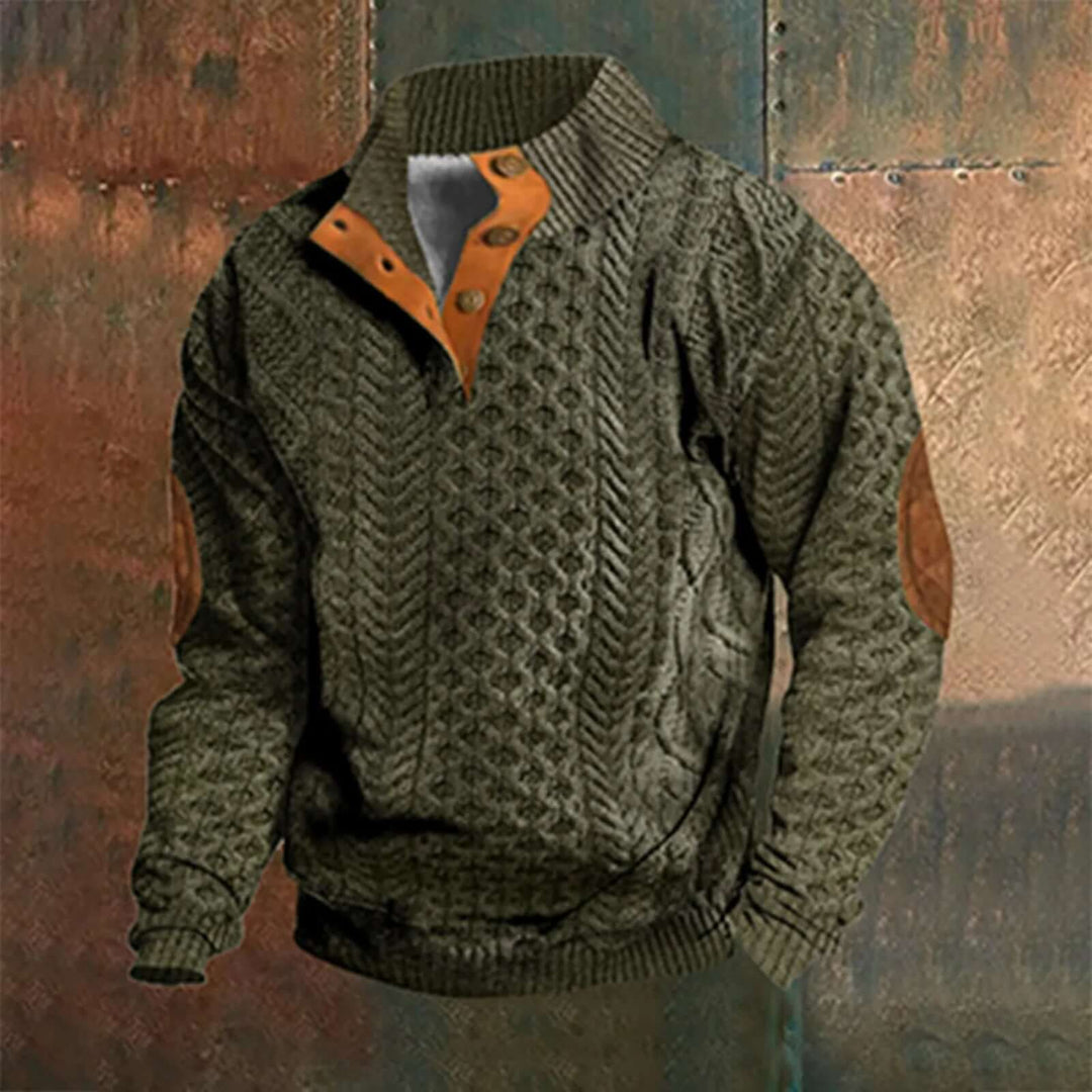Men's Stand Collar Half Zip Jumper | Textured Knit Layer for Autumn and Winter