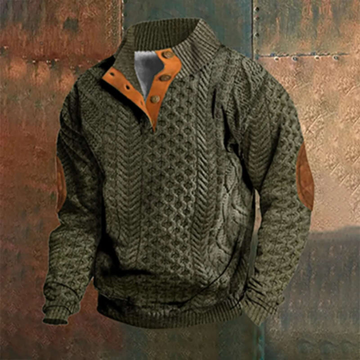 Men's Stand Collar Half Zip Jumper | Textured Knit Layer for Autumn and Winter