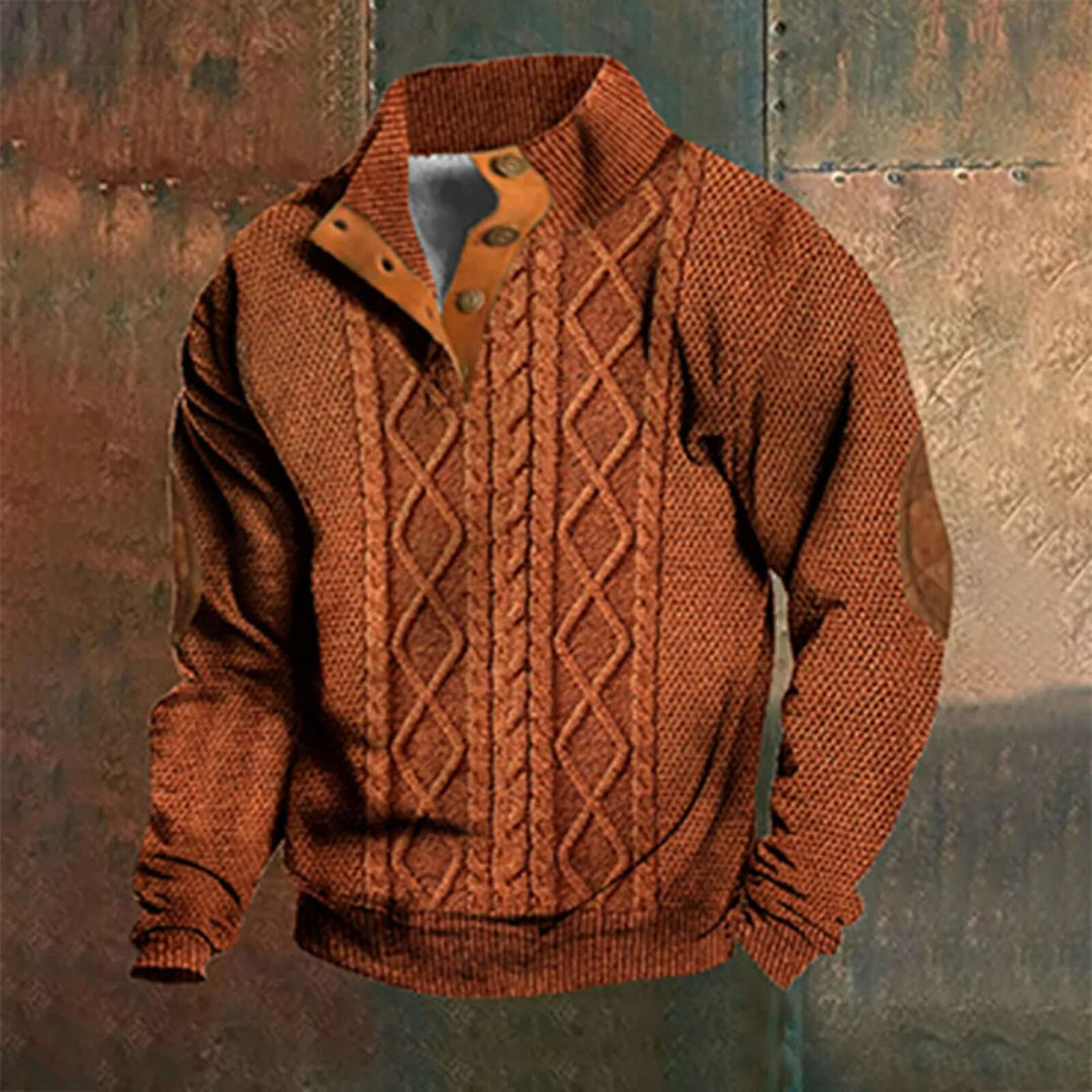 Men's Stand Collar Half Zip Jumper | Textured Knit Layer for Autumn and Winter