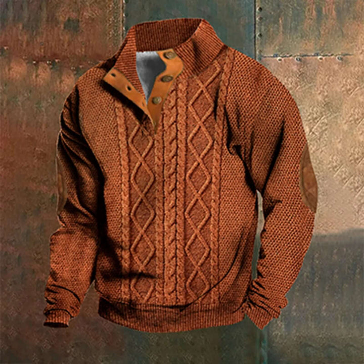 Men's Stand Collar Half Zip Jumper | Textured Knit Layer for Autumn and Winter