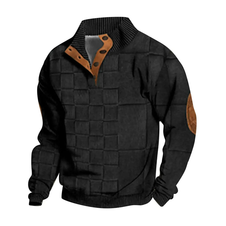 Men's Stand Collar Half Zip Jumper | Textured Knit Layer for Autumn and Winter