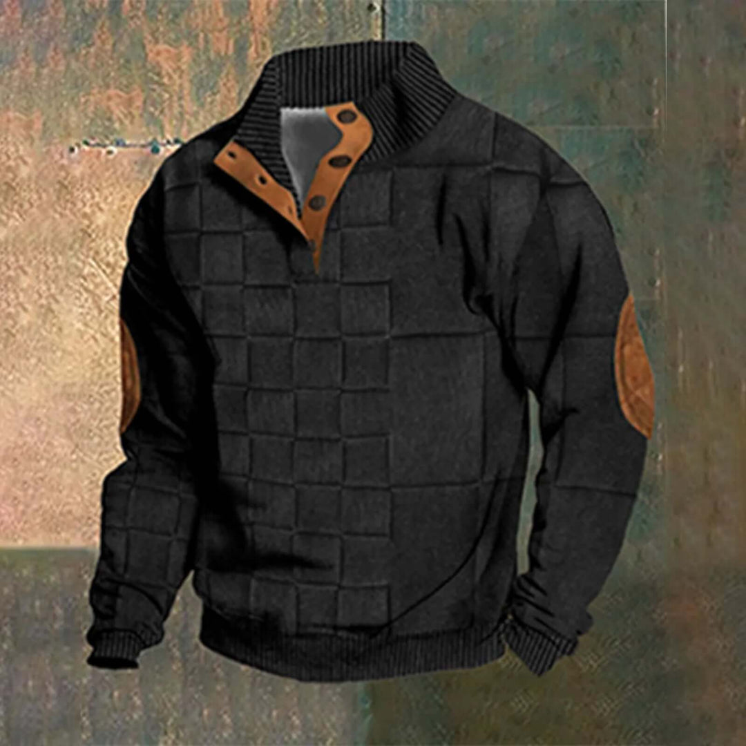 Men's Stand Collar Half Zip Jumper | Textured Knit Layer for Autumn and Winter