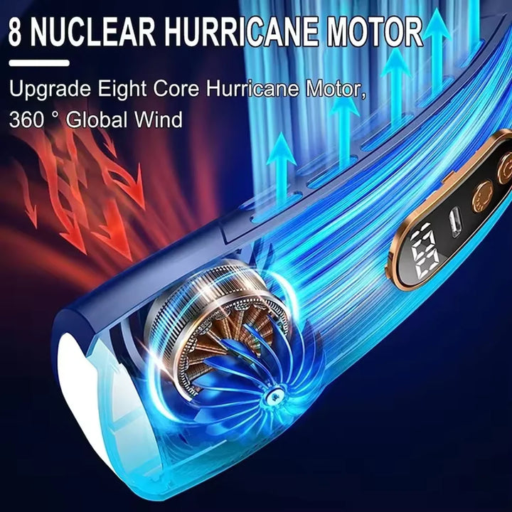 Compact rechargeable neck fan with bladeless design and adjustable speed modes for travel