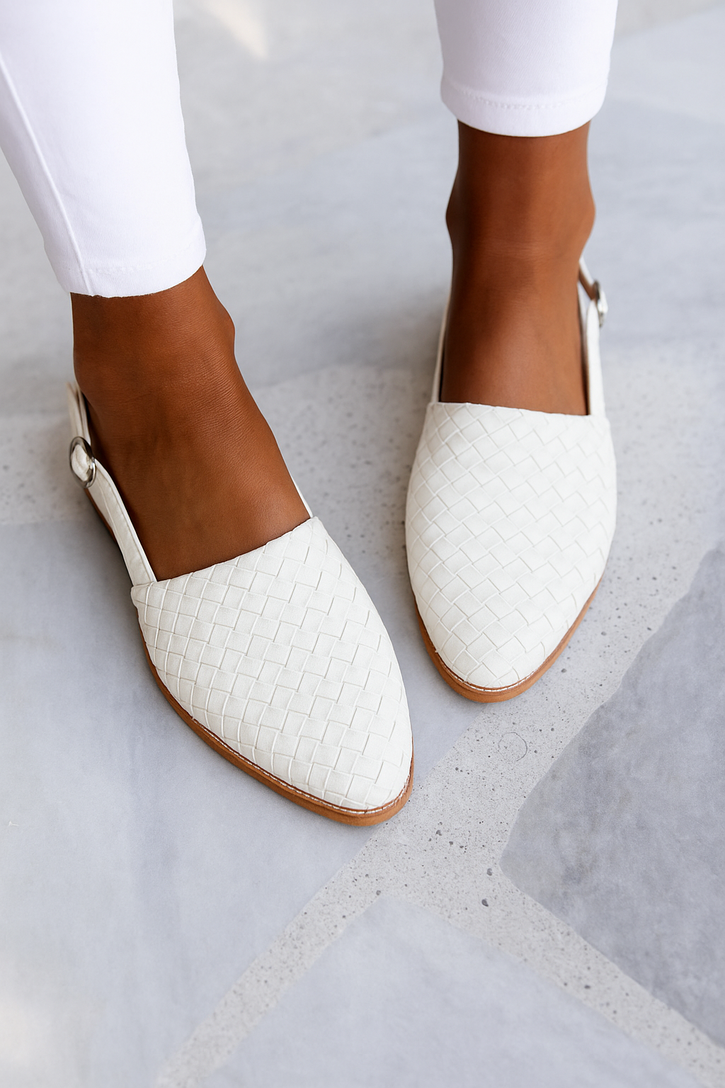 Classic Orthopaedic Sandal in tan worn with white denim for relaxed summer outfit