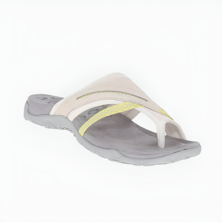 Rear view of the contoured footbed sandal showing heel support and cushioned comfort features