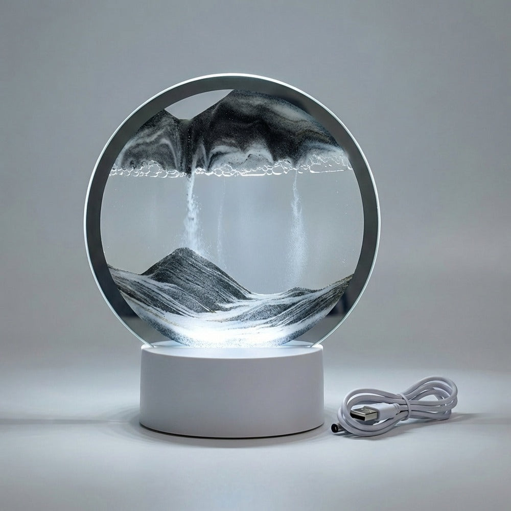 AquaDrift modern circular sand art lamp - Black