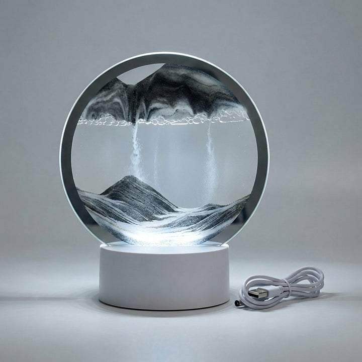 AquaDrift modern circular sand art lamp - Black