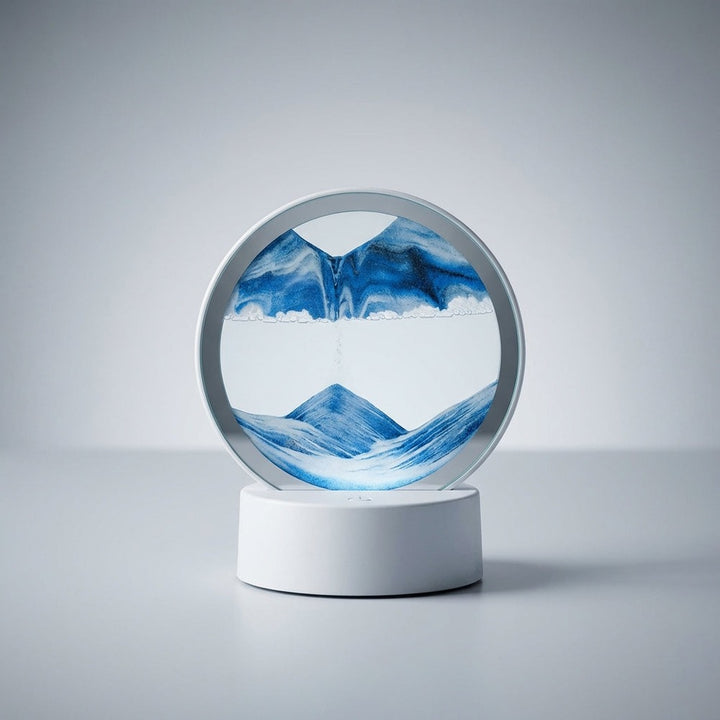 AquaDrift modern circular sand art lamp - Blue