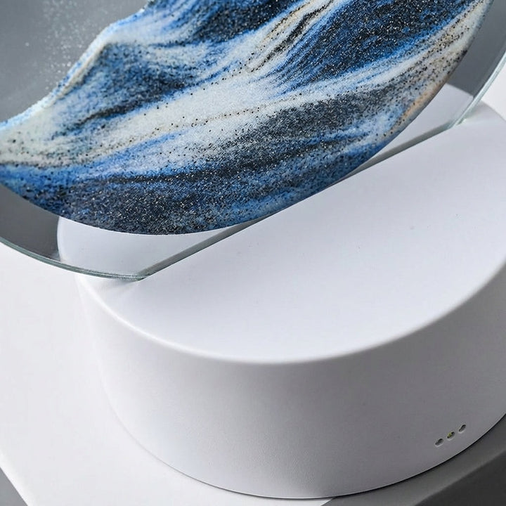 AquaDrift modern circular sand art lamp - Blue