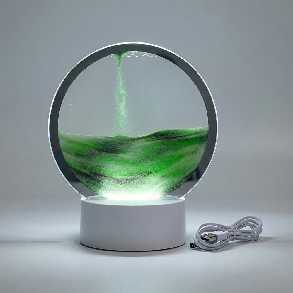 AquaDrift modern circular sand art lamp - Green