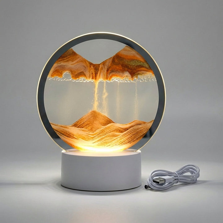 AquaDrift modern circular sand art lamp - Orange