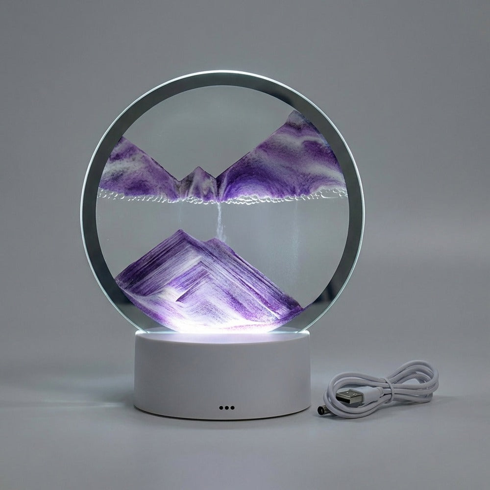 AquaDrift modern circular sand art lamp - Purple