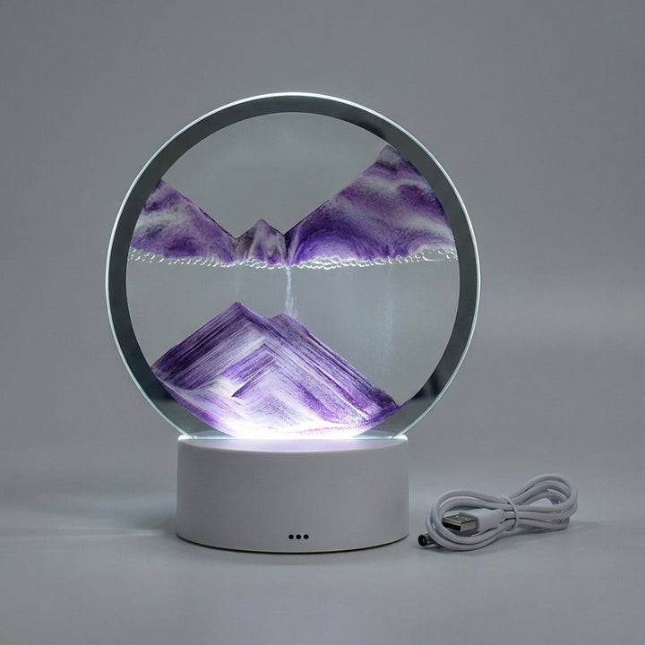 AquaDrift modern circular sand art lamp - Purple