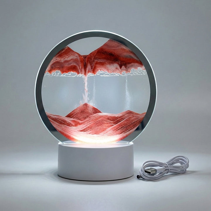 AquaDrift modern circular sand art lamp - Red