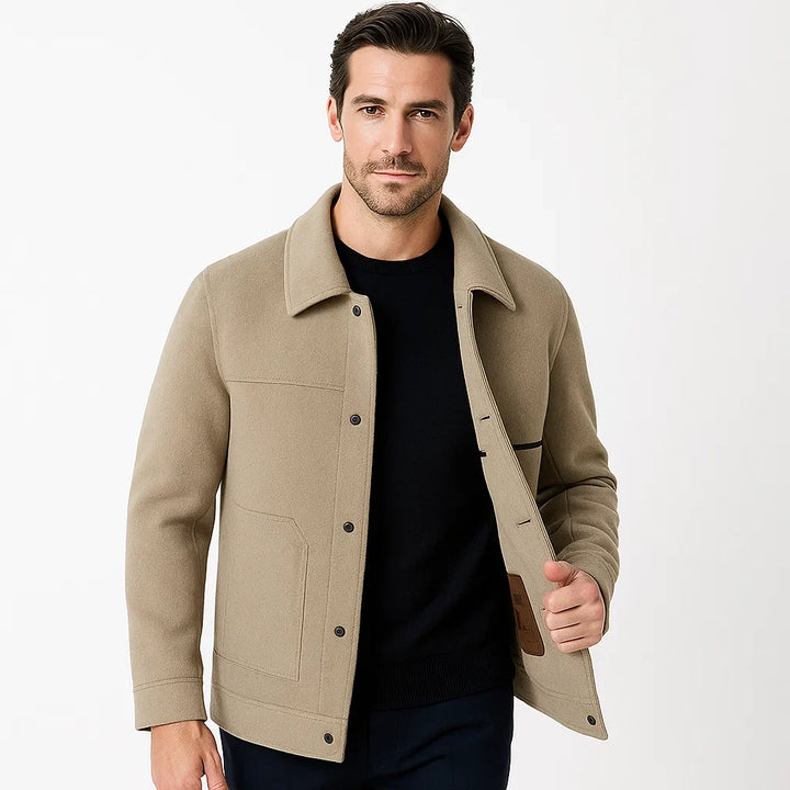 Men's Brushed Collar Overcoat with Button Front | Smart Winter Coat